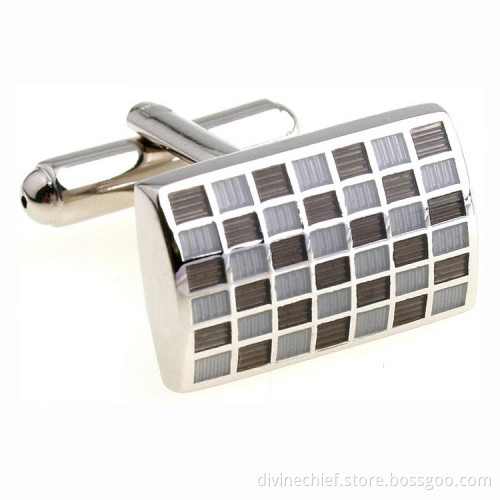 Fashion Custom Square Lattice Men Cufflinks For Suit Shirts